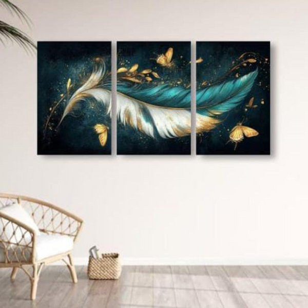 Set of 3 Leaf Art Wooden Frames – Wall Decoration (8x11 Inches Each)